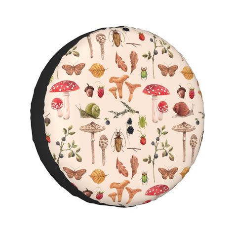 Adobk Retro Autum Mushrooms Spare Tire Wheel Cover For Car Truck Suv