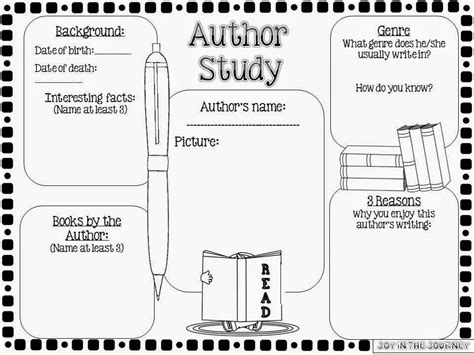 Free Author Study Graphic Organizer Joy In The Journey