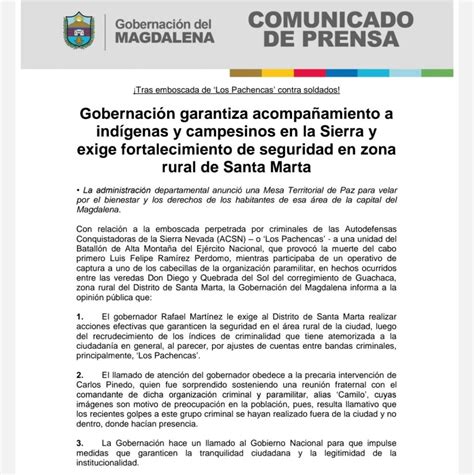 Gobernaci N Garantiza Acompa Amiento A Ind Genas Y Campesinos En La