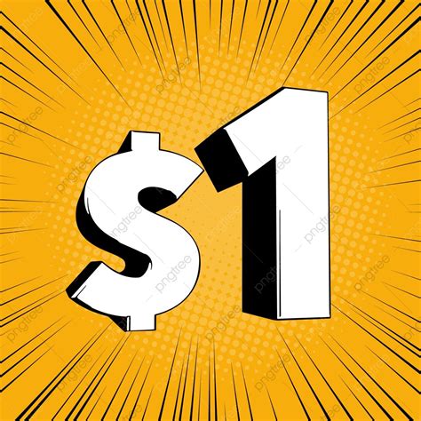 1 Dollar Price Symbol Comic Numbers PNG Vector