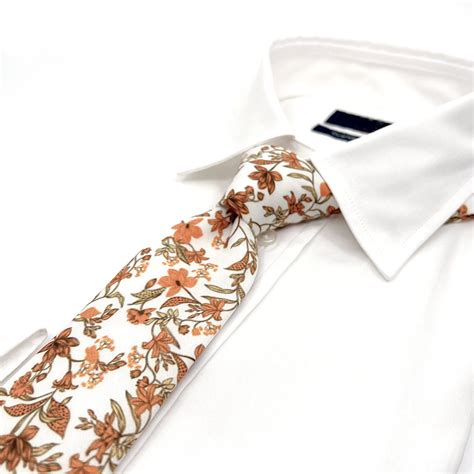 Copper Orange Floral Necktie Terracotta Floral Neckties Same Matching