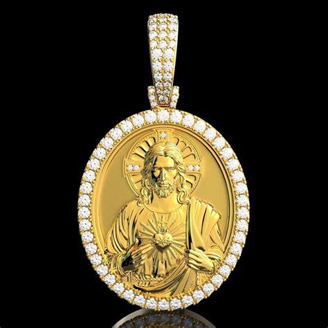 Gold Plated Jesus Head Mens Necklace Religious 14k Gold Plated Pendant