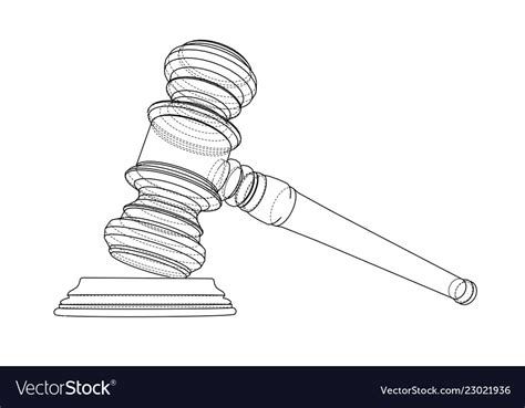 3d outline gavel rendering of 3d Royalty Free Vector Image