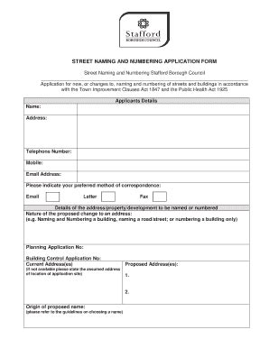 Fillable Online Street Naming And Numbering Application Form Fax