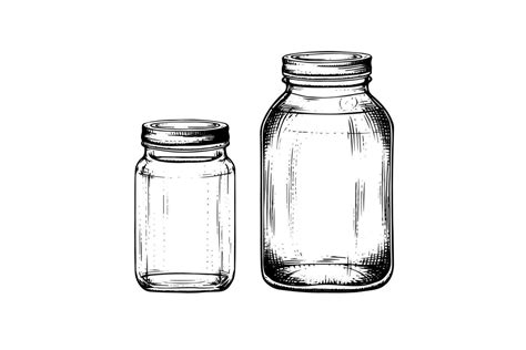 Empty Glass Jars Ink Sketch Vector Vintage Black Engraving Illustration 27875172 Vector Art At