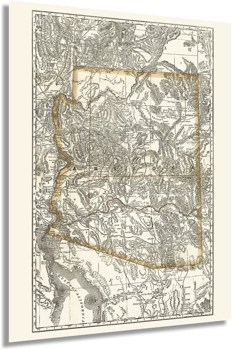 Cool Owl Maps Arizona State Wall Map Poster Rolled Paper 24x30