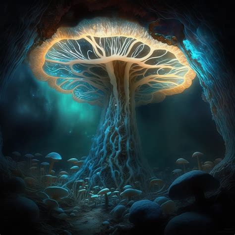 Premium AI Image | Magical mushroom in an enchanted forest The concept of fairy tales mycelia ...