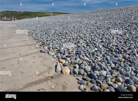 shingle bank  sandy beach  newgale beach pembrokeshire west