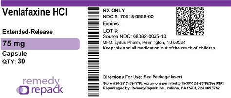 Ndc 70518 0558 Venlafaxine Hydrochloride Capsule Extended Release Oral