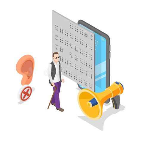 D Isometric Flat Vector Illustration Of Disabled People In Social