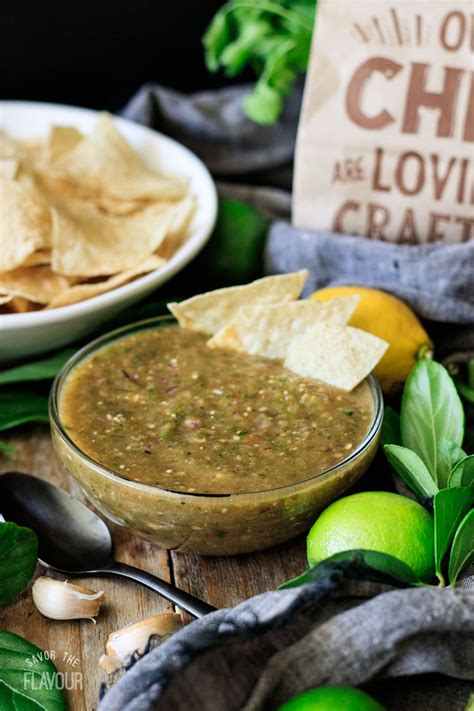 Chipotle Tomatillo Green Chili Salsa Copycat Savor The Flavour