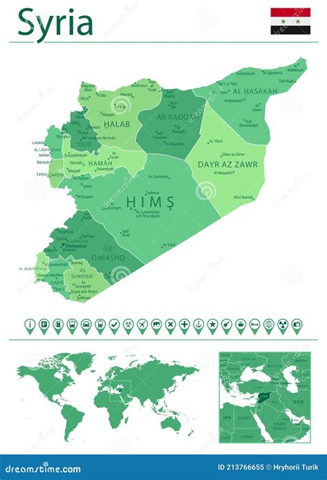 Syria Detailed Blue Country Map With Cities Regions Location On