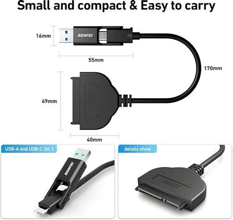 Benfei Sata To Usb Cable 2in1 Usb Cusb 30 To Sata Iii Hard Driver Adapter Usd Ebay