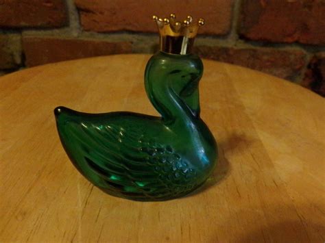 Vintage Swan With Crown Avon Cologne Bottle Glass Swan Blue