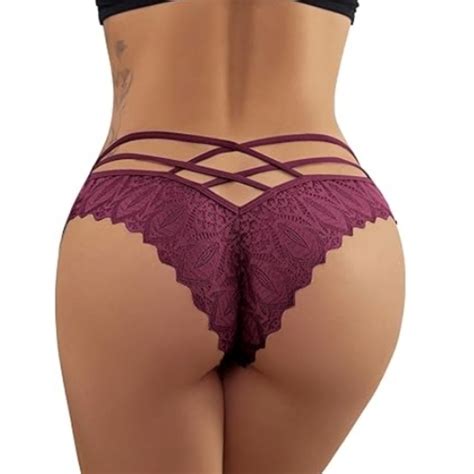Milumiaa Intimates Sleepwear Sexy Floral Lace Underwear Criss Cross Seamless Bikini Panty