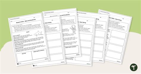 Note Taking Practice Worksheets Teach Starter