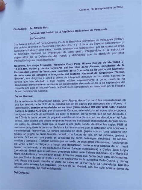 Familiares y abogados del estudiante de la UCV que denunció torturas