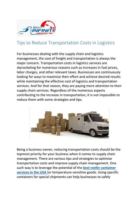 PPT Tips To Reduce Transportation Costs In Logistics PowerPoint