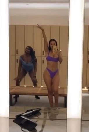 Maya Jama Flaunts Her Figure In A Purple Bikini Daily Mail Online