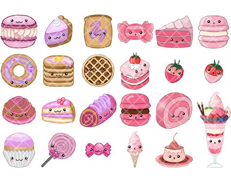 Kawaii Food Clip Art Cute Dessert Donut Cake Ice Cream