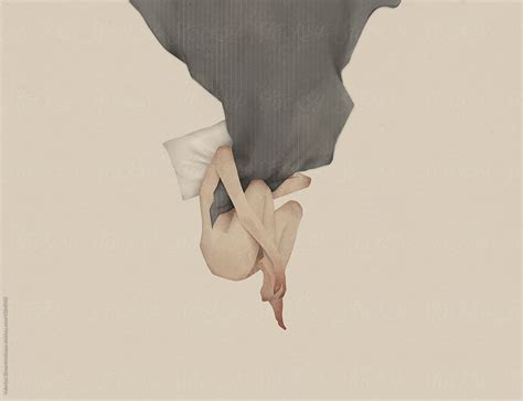 Nude Woman With Blanket Illustration By Stocksy Contributor Valeriya Simantovskaya Stocksy