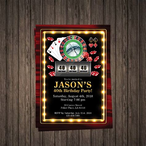 Casino Invitation Casino Theme Party Casino Birthday | Etsy