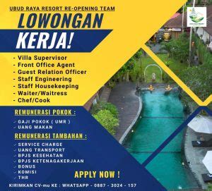 Lowongan Kerja Sebagai Villa Spv Front Office Gro Housekeeping