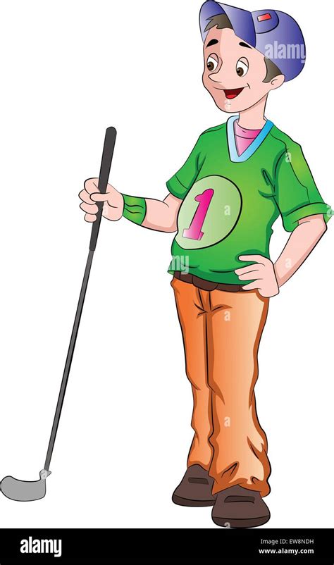 Young Man Playing Golf Vector Illustration Stock Vector Image And Art