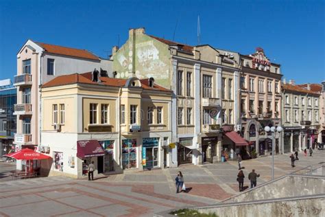SHUMEN, BULGARIA - APRIL 10, 2017: Central Pedestrian Street Bul ...