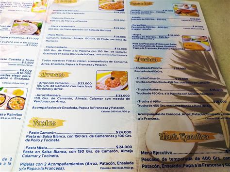 Carta del restaurante Pescadería Brisas del Caribe Bogotá Cl 22 8 03