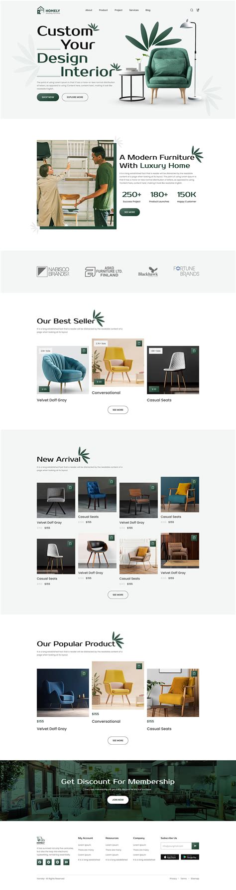 Furniture Store Web Template Home Page On Behance