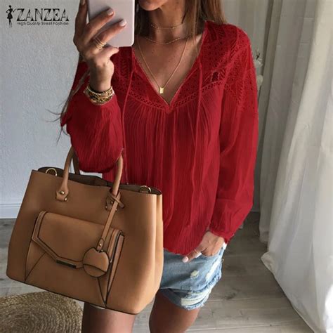 Aliexpress Buy 2018 Autumn ZANZEA Women Casual Loose Lace Solid