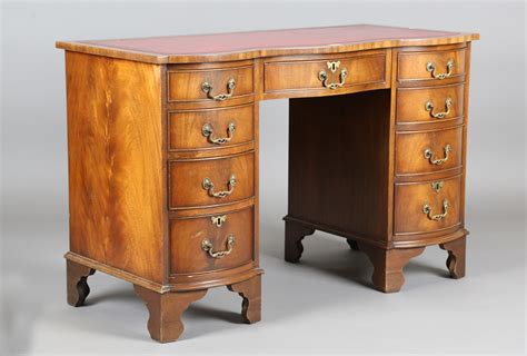 A Late 20th Century Reproduction Mahogany Twin Pedestal Desk The Top