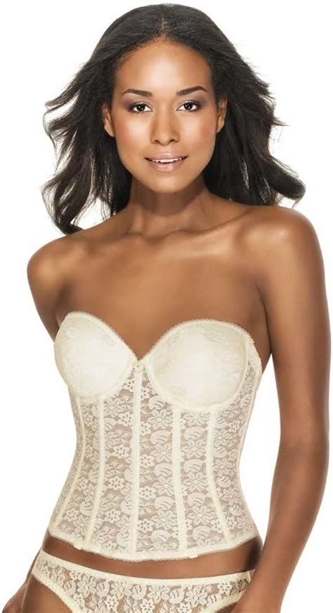 Dominique Lace Low Back Plunge Strapless Push Up Bustier Style Color