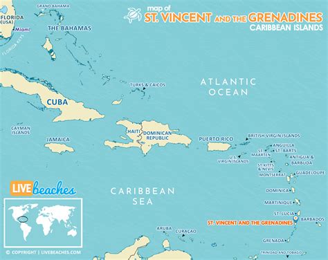 Map of Saint Vincent and the Grenadines - Live Beaches