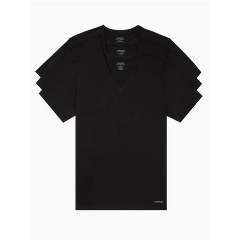 Calvin Klein Mens Cotton Classics Fit V Neck T Shirt 3 Pack Black