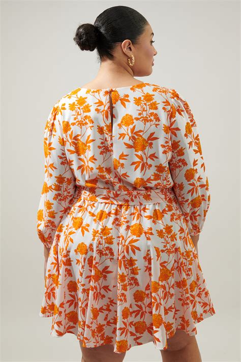 Manzanilla Floral Collins Godet Mini Dress Curve Sugarlips