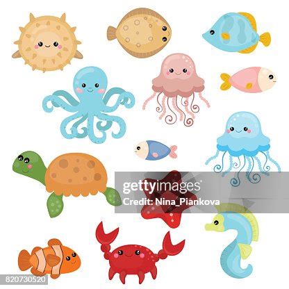 Cute Sea Creatures High-Res Vector Graphic - Getty Images