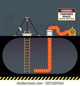 Confined Space Safety Workplace Illustration Industry Stock Vector