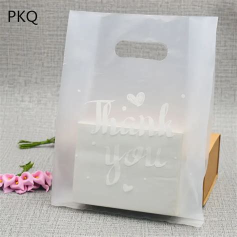 Pcs X Cm Small White Thank You Printed Clear Plastic Gift Bag With