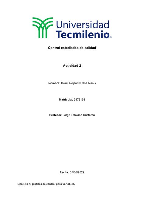 Actividad Control Estadistico De Calidad Control Estadistico De