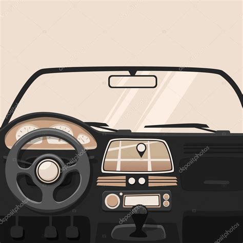 Vehicle interior. Inside car. Vector cartoon illustration