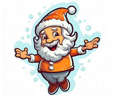 Desenho Animado Papai Noel Barba E Jaqueta Laranja Generativa Ai