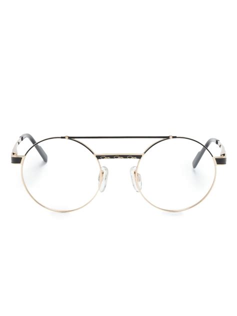 Cazal Round Frame Engraved Logo Glasses In Gold Modesens