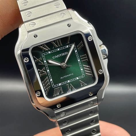 Cartier Santos Green Medium Wssa On Carousell