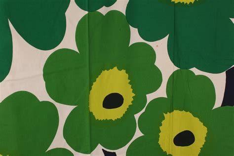 Vintage Marimekko vihreä Unikko Marimekko Green Unikko Fabric