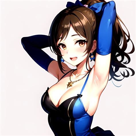 1girl Absurdres Armpits Arms Up Ayase Honoka Black Gloves Blue Bow Blue