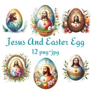 12 Jesus and Easter Egg Clipart, Watercolor Jesus With Easter Egg ...