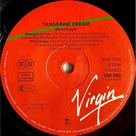 Tangerine Dream White Eagle Vinyl LP 1984 DE Reissue HHV