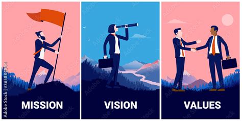 Fototapeta Mission Vision And Values Illustration Set Off